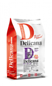 Сухой полнорационный корм Delicana для кошек с чувствительным пищеварением с индейкой